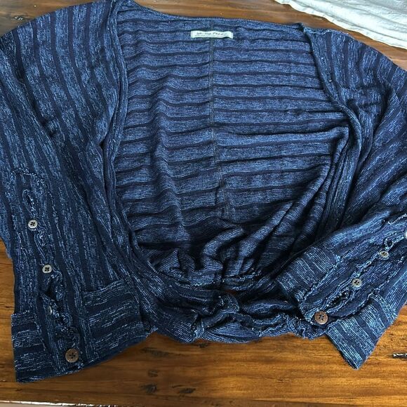 Free Peopke Sz XL navy blue open cardigan - Picture 6 of 13